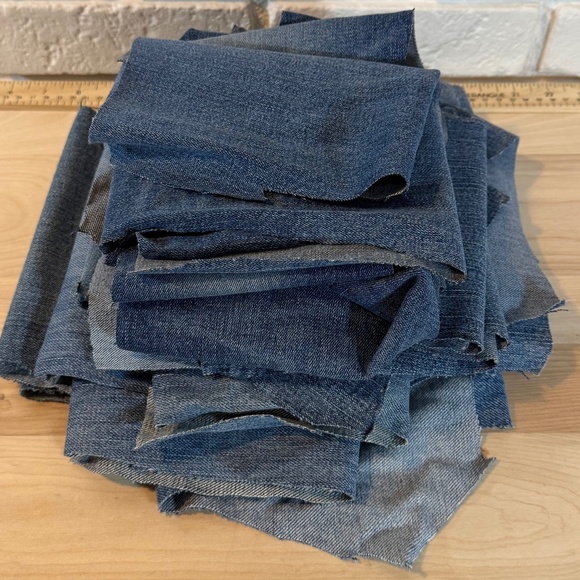 Denim Pieces for Quilting & Sewing Projects from Jeans legs, Asst. Sizes/Weights - Picture 2 of 3